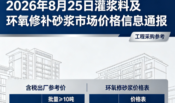 郁南2026年8月25日灌浆料及环氧修补砂浆市场价格信息通报